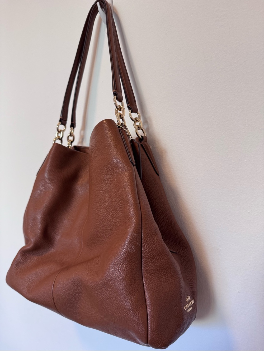 Coach Pebbled Leather Phoebe Shoulder Bag in Brown